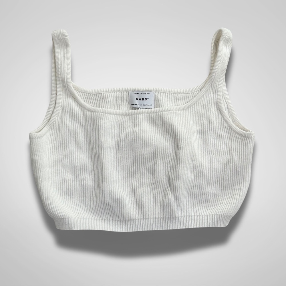NWT Evalia White Ribbed Tank Top by Sabo